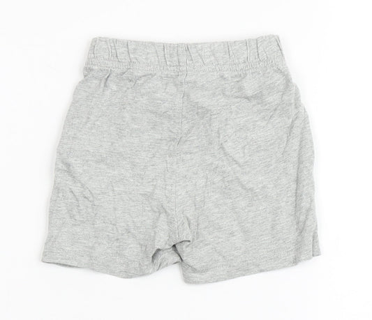 Gap Baby Grey 100% Cotton Cropped Trousers Size 6-9 Months Drawstring - Bear