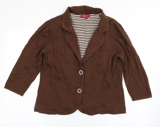 Monsoon Womens Brown Cotton Jacket Blazer Size 16