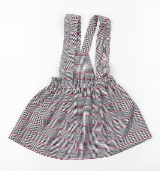 miss ebito Girls Grey Plaid 100% Polyester Pinafore/Dungaree Dress Size 12 Months Button