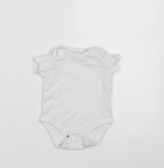 F&F Baby White 100% Cotton Babygrow One-Piece Size 0-3 Months Button