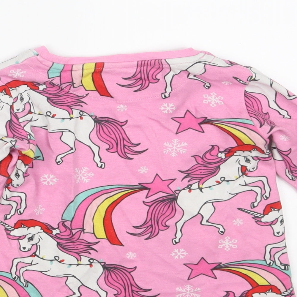 NEXT Girls Pink Animal Print 100% Cotton Top Pyjama Top Size 3 Years - Unicorn