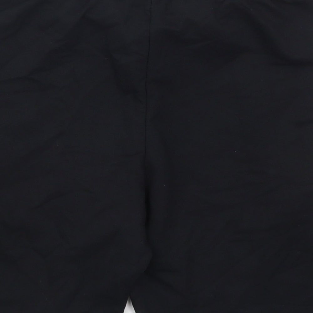 Brand and care label for Preworn women’s black cotton sweat shorts, size UK 23, in, 7-inch leg regular drawstring