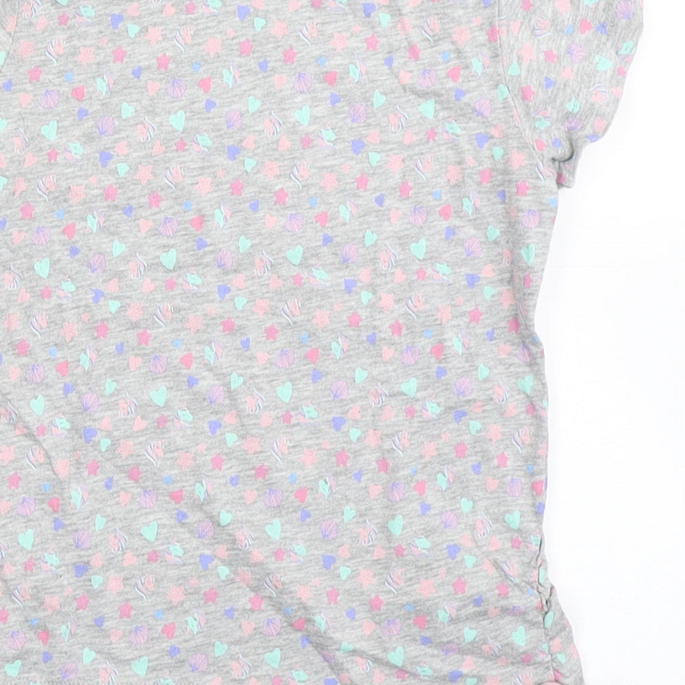 Very Girls Grey Cotton Basic T-Shirt Size 5-6 Years Round Neck - Shells. Love hearts