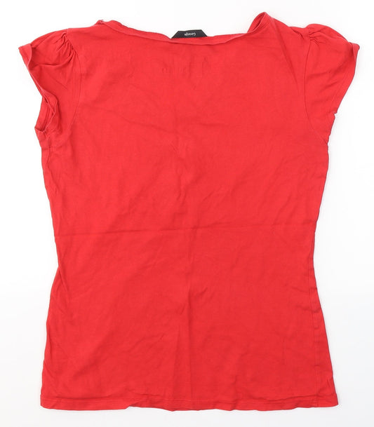 George Womens Red Cotton Jersey T-Shirt Size 8 V-Neck - Pudsey