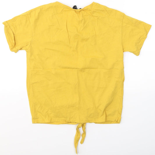 Womens UK Size 6 New Look Yellow Jersey T-Shirt