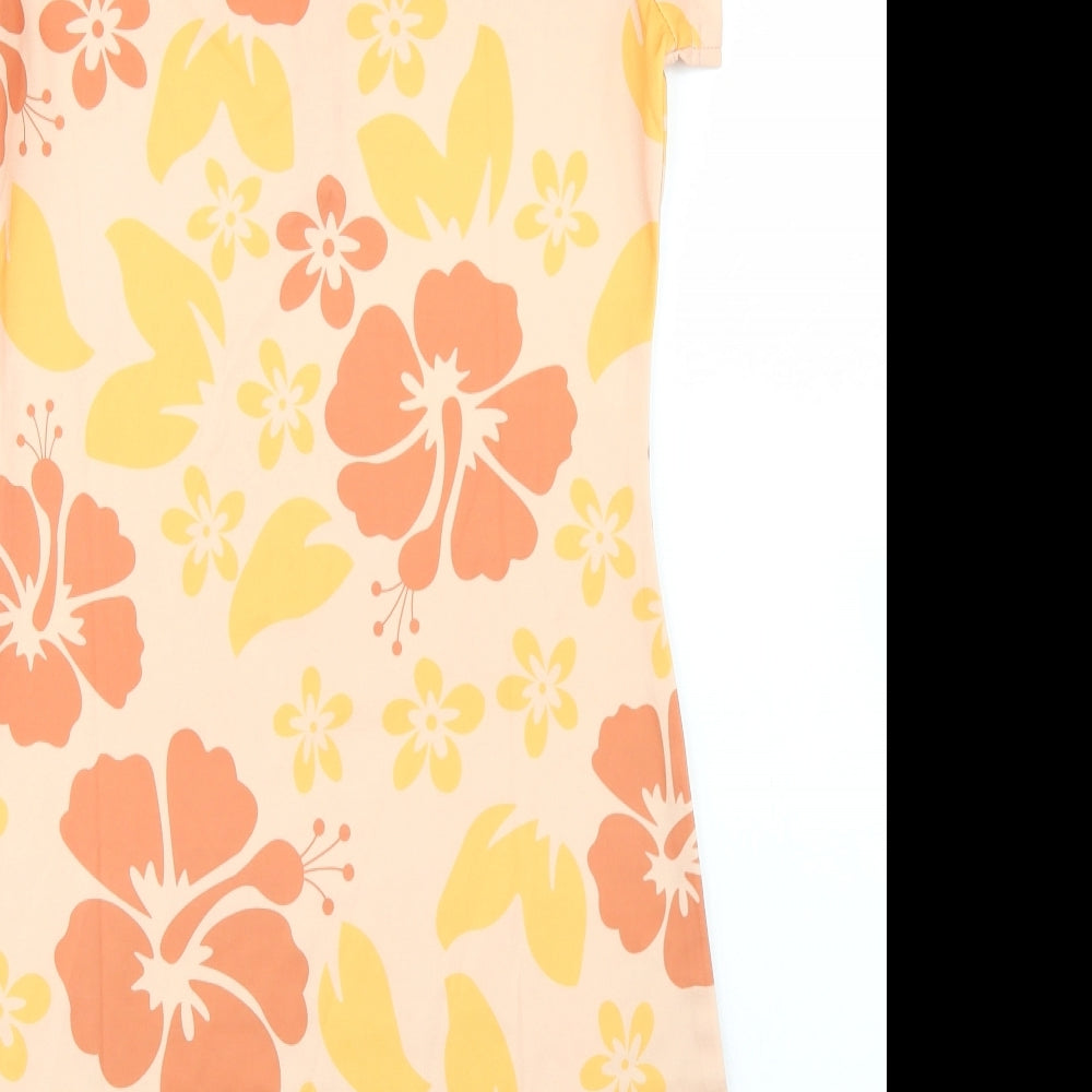 SheIn Womens Beige Floral Polyester Bodycon Size S Collared