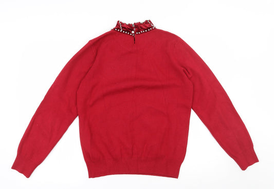 Darling Womens Red High Neck Rayon Pullover Jumper Size 12