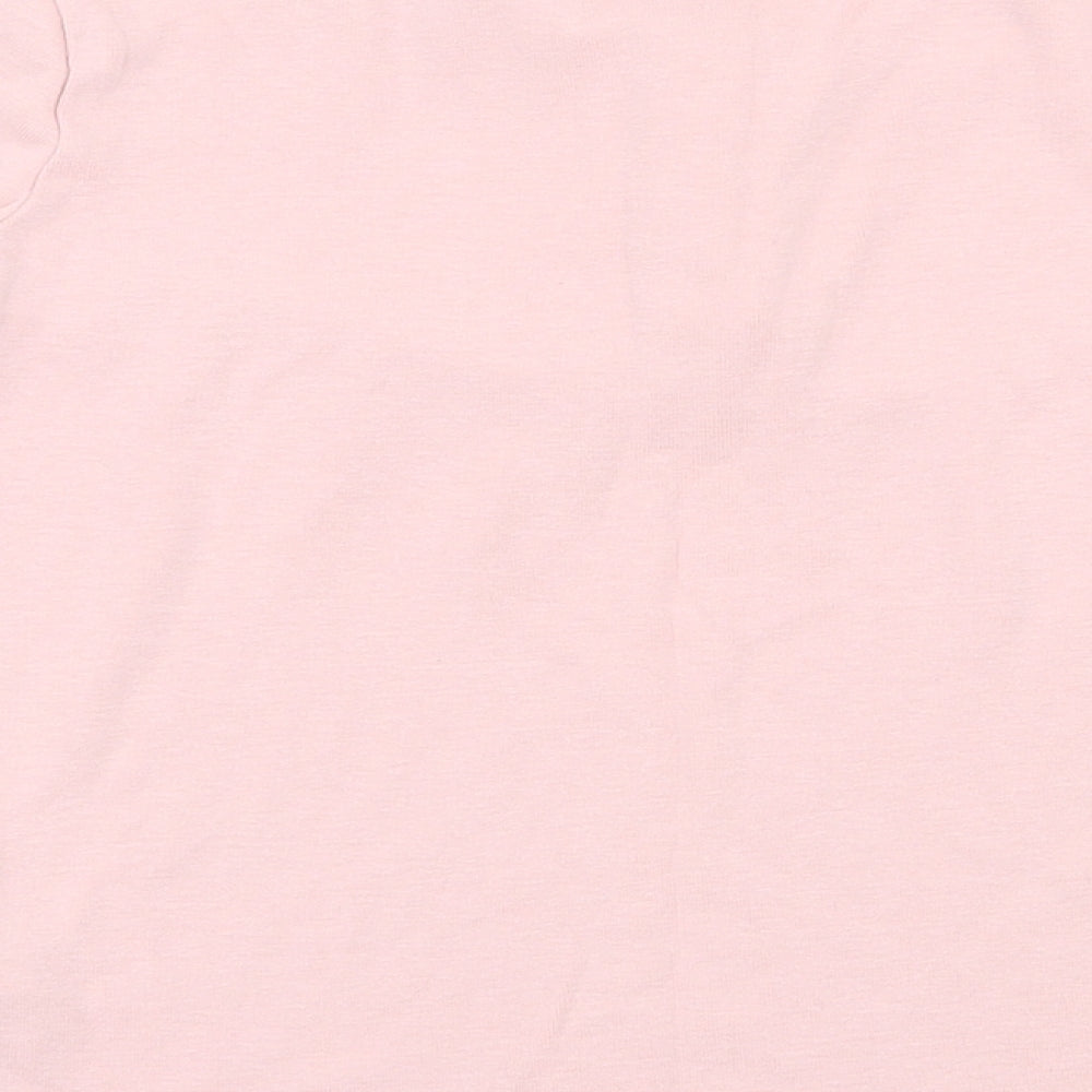 Marks and Spencer Girls Pink Cotton Basic T-Shirt Size 9-10 Years Henley Button