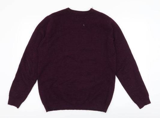River Island Mens Purple Round Neck Viscose Pullover Jumper Size M