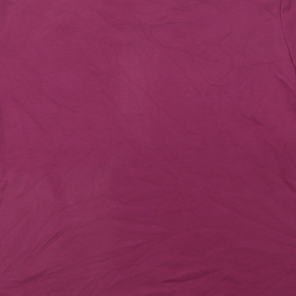 Bonmarché Womens Purple Polyester Basic T-Shirt Size S Round Neck - Lace Detail