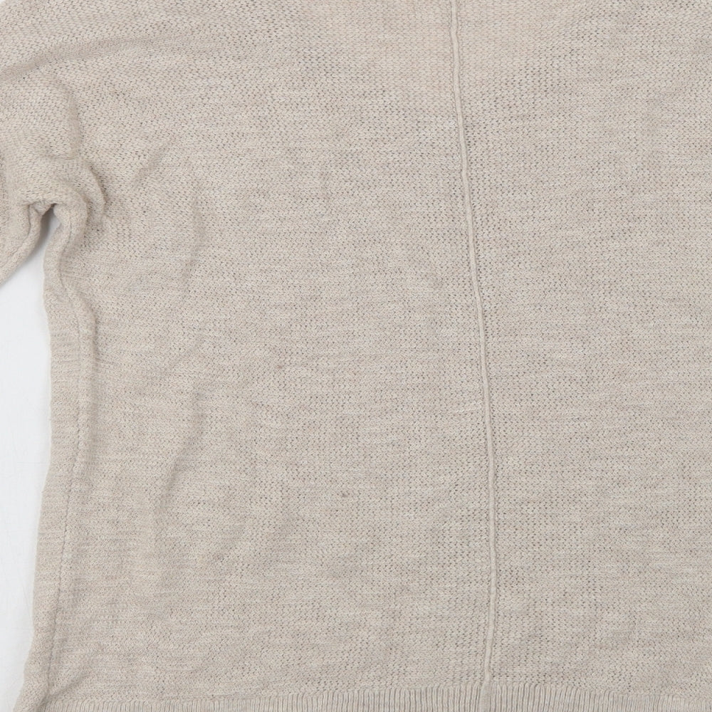 Gap Womens Beige V-Neck Cotton Pullover Jumper Size M