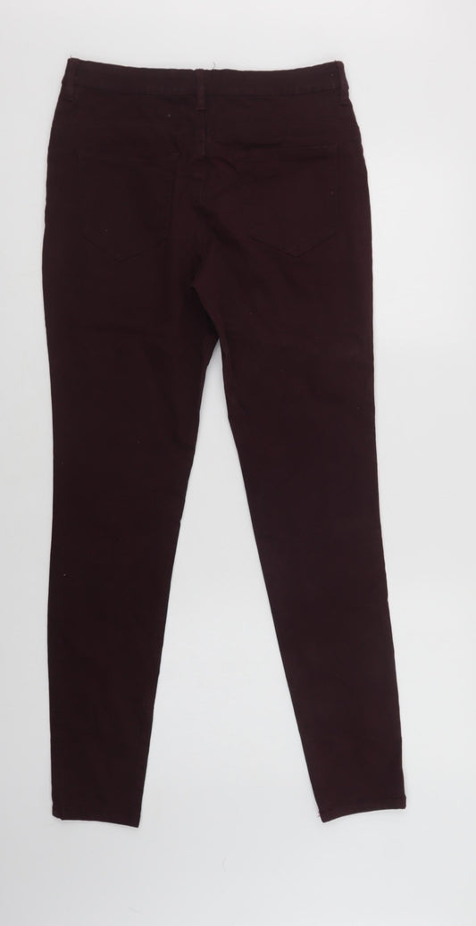 Back view of F&F women’s purple cotton mom jeans, size UK 10, 30-inch leg regular button