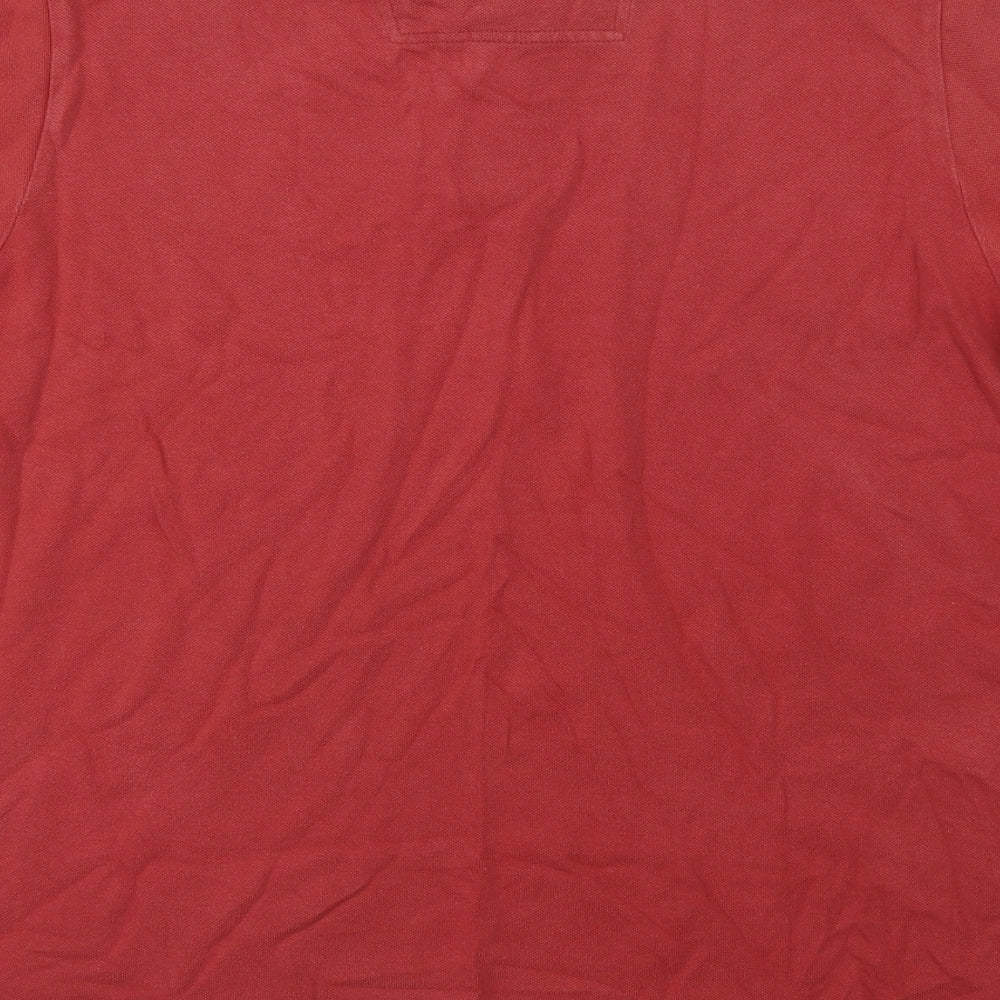 John Lewis Mens Red Cotton Polo Size XL Collared Button