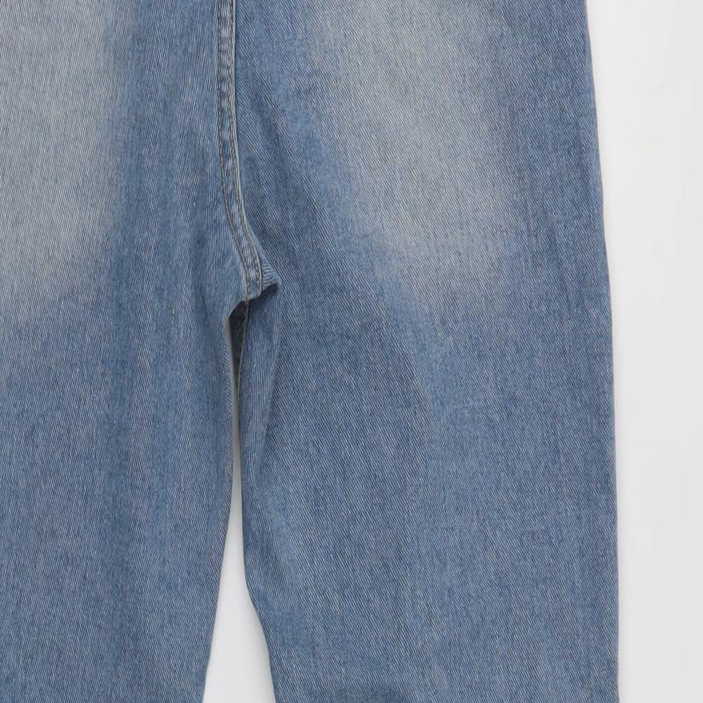 In the Style Womens Blue Cotton Boyfriend Jeans Size 10 L28 in Regular Button