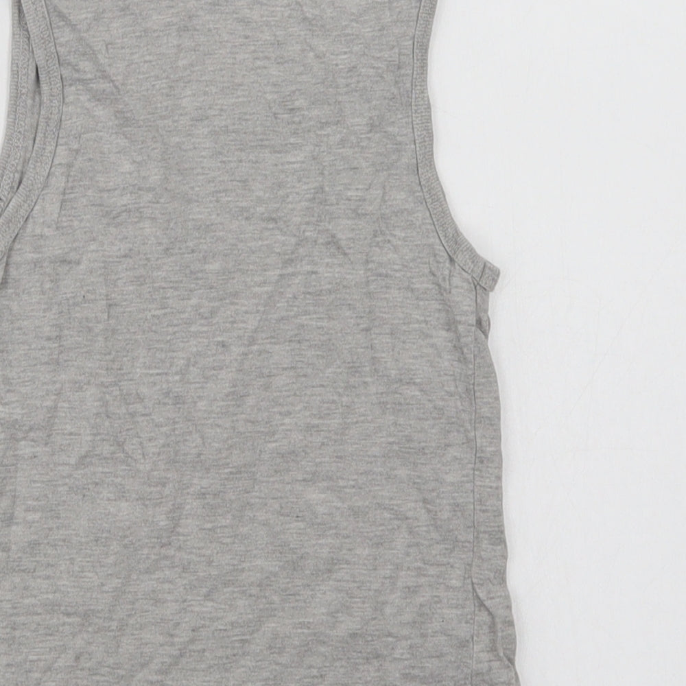 Primark Boys Grey Cotton Basic Tank Size 6-7 Years Crew Neck - Football