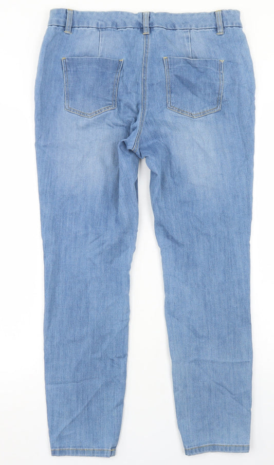 BHS Womens Blue  Cotton Skinny Jeans Size 12 L27 in Regular Button