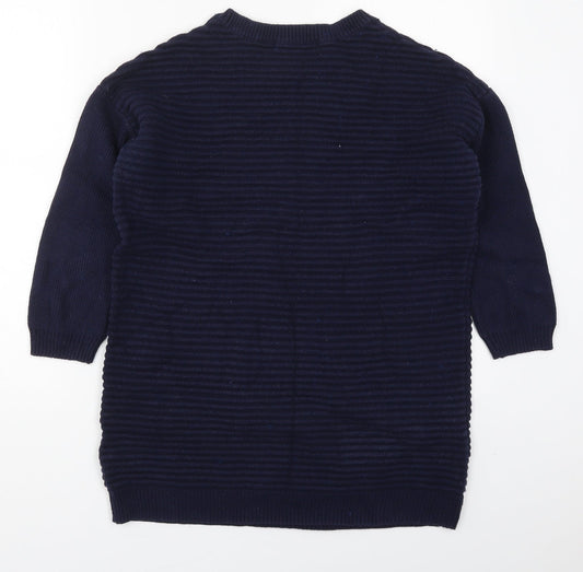George Womens Blue Round Neck Cotton Pullover Jumper Size 12
