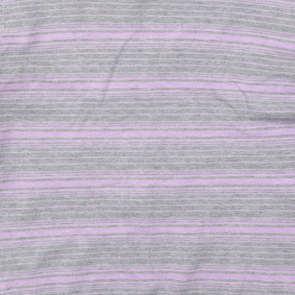 John Lewis Womens Purple V-Neck Striped Viscose Pullover Jumper Size 14
