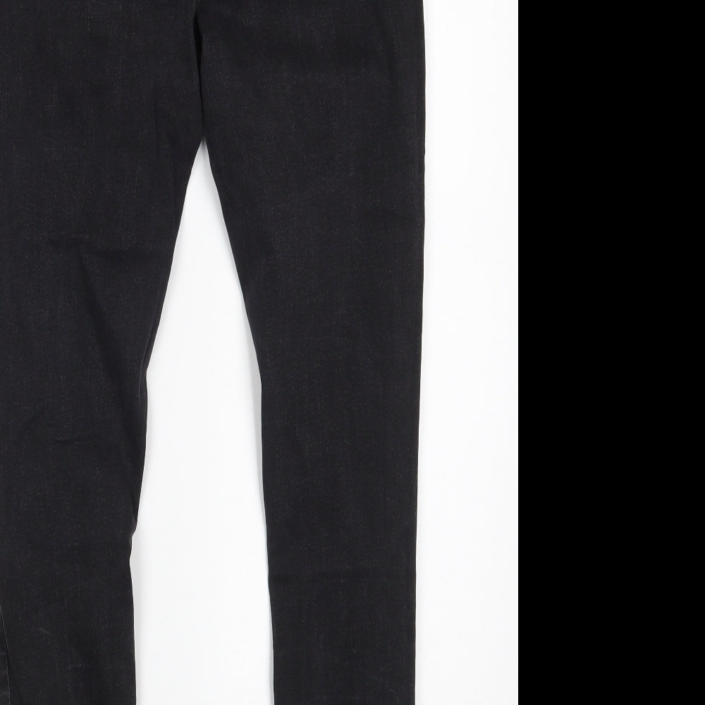 Brand and care label for Denim Co. women’s black cotton skinny jeans, size UK 10, 26-inch leg slim zip