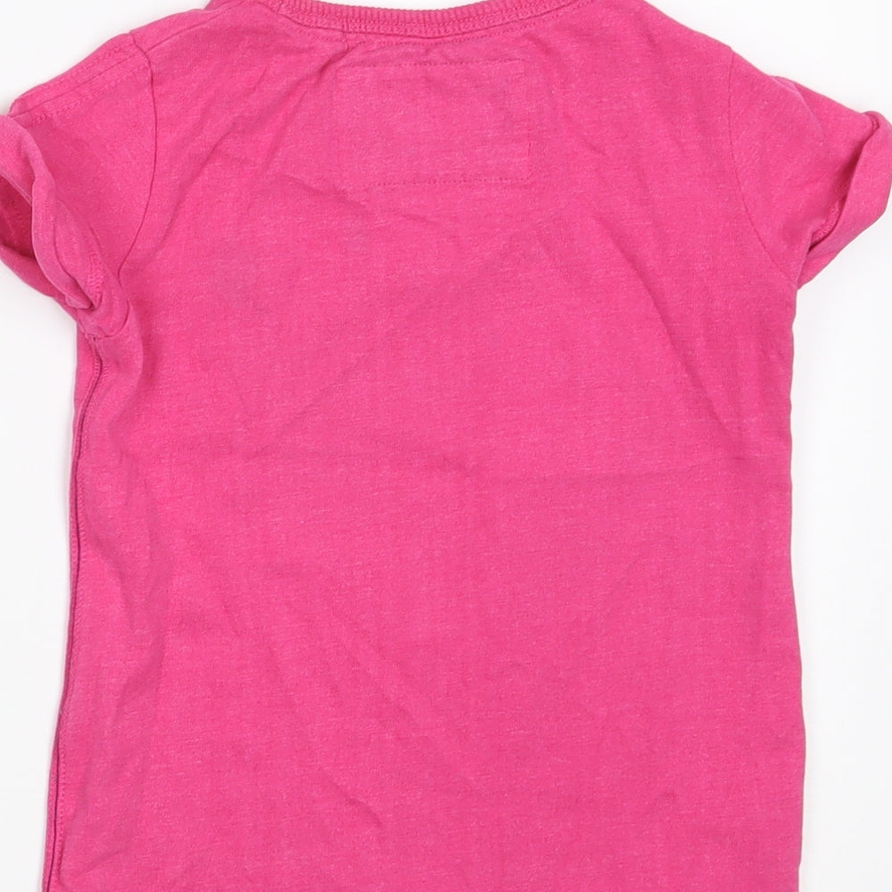 NEXT Girls Pink Cotton Basic T-Shirt Size 4 Years Round Neck