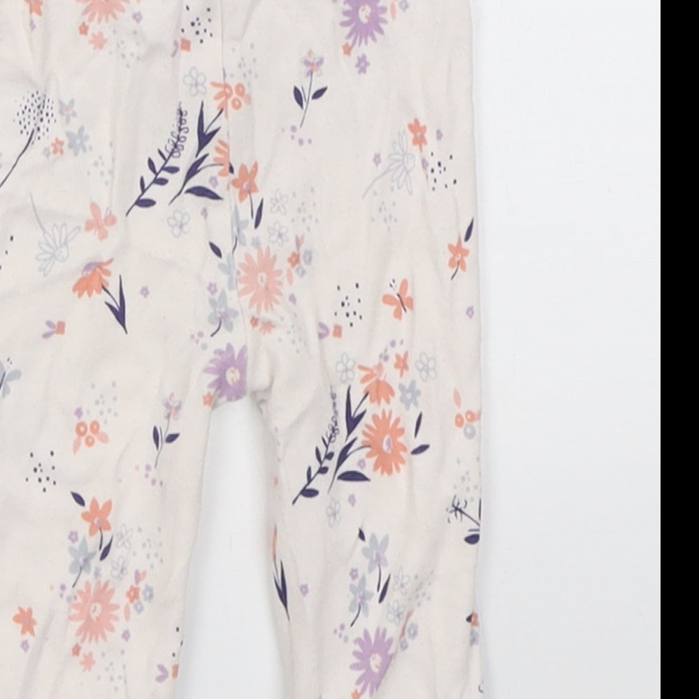 George Girls Purple Floral Cotton Capri Trousers Size 3-6 Months Pullover