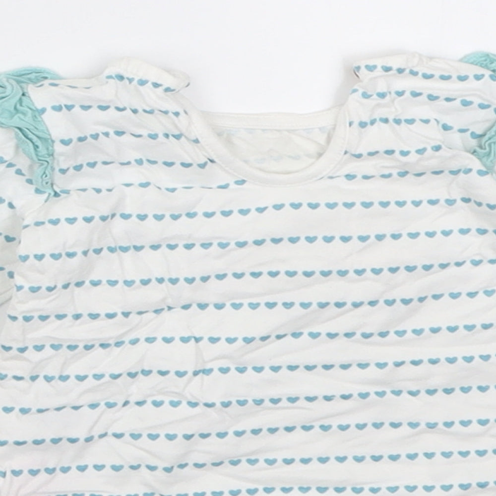Dunnes Stores Girls Blue Striped Cotton Basic Casual Size 3-6 Months Crew Neck Button