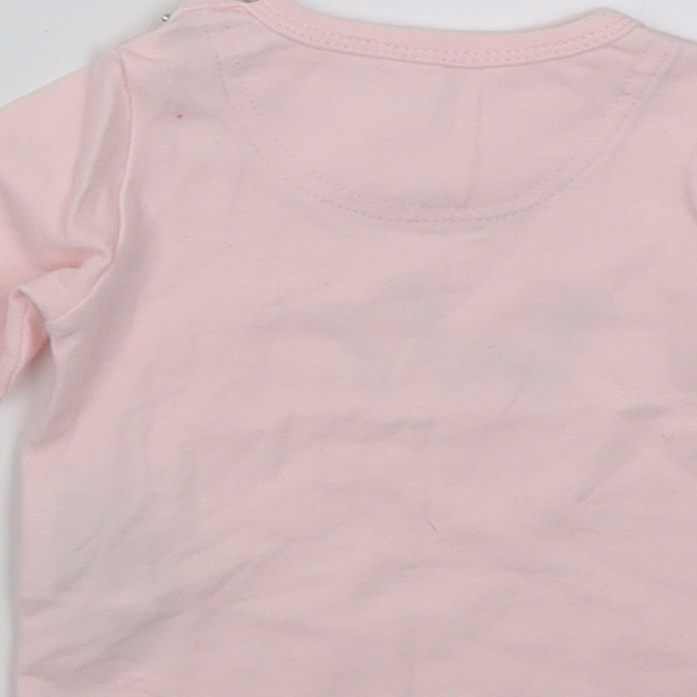 name it Girls Pink Cotton Basic Casual Size 0-3 Months Crew Neck Button - go wild
