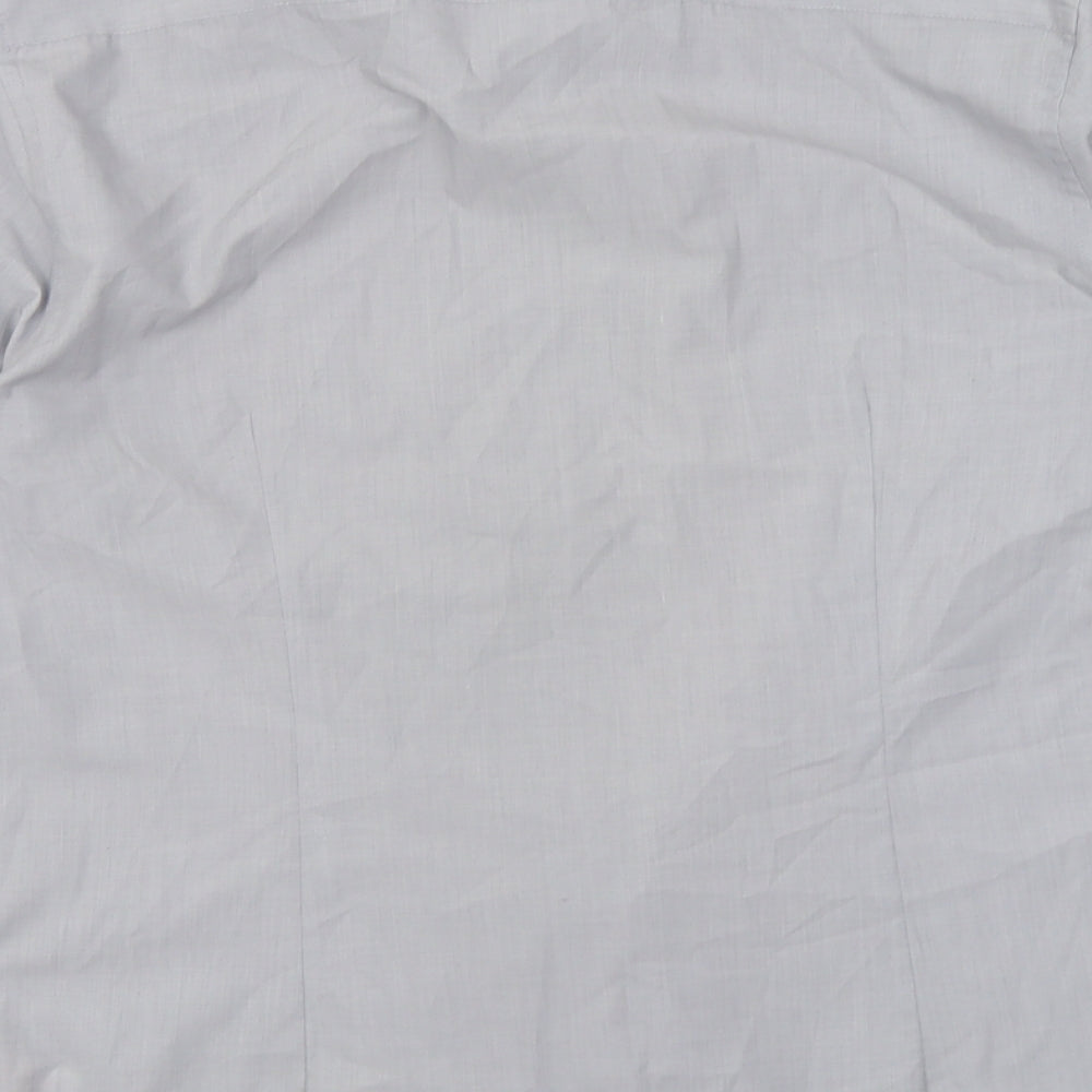 F&F Mens Grey Polyacrylate Fibre Button-Up Size 16 Collared Button