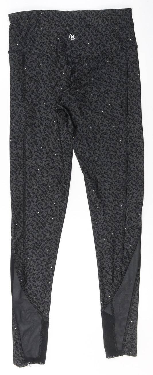 NEXT Womens Black Geometric Polyester Compression Leggings Size 6 L29 in Regular