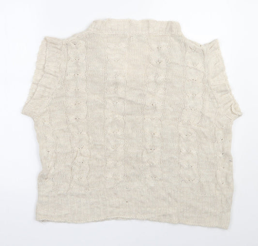 Vanessa Alexandra Womens Beige V-Neck Acrylic Vest Jumper Size S