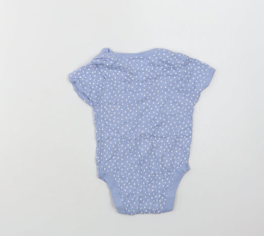 Primark Baby Blue Polka Dot Cotton Romper One-Piece Size 12-18 Months Snap