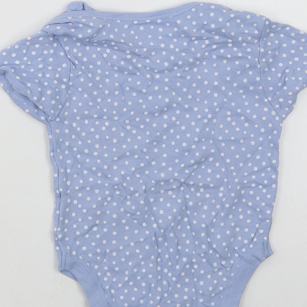 Primark Baby Blue Polka Dot Cotton Romper One-Piece Size 12-18 Months Snap