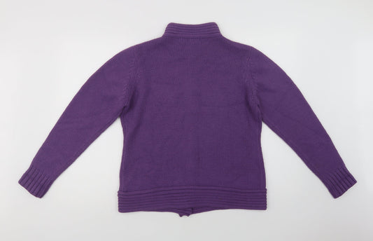 Womens UK Size M EWM Purple Full Zip Jumper