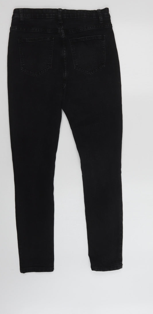 Boohoo Womens Black Cotton Skinny Jeans Size 10 L28 in Regular Button