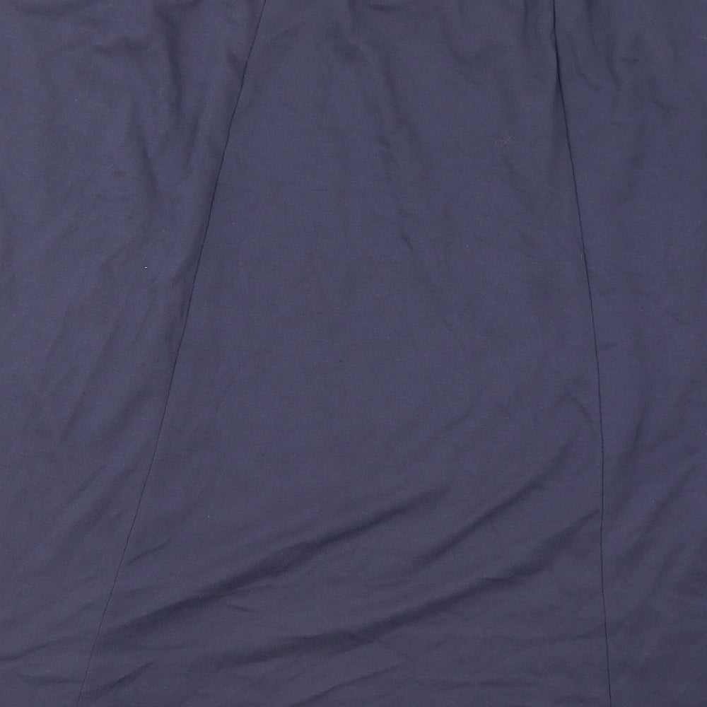 Brand and care label for Classics women’s blue polyester skater skirt, size UK 24