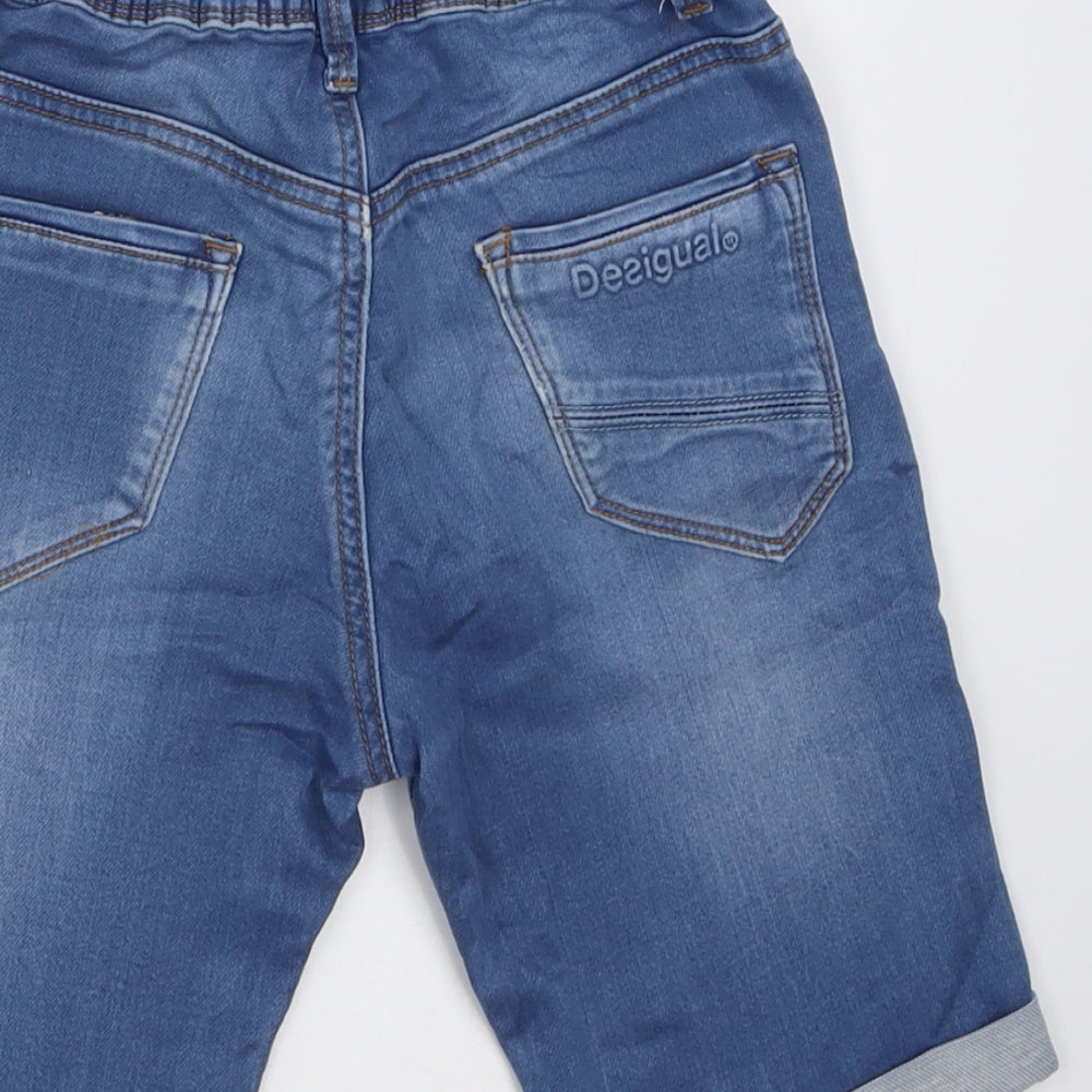 Desigual Boys Blue Cotton Bermuda Shorts Size 7-8 Years Regular Buckle