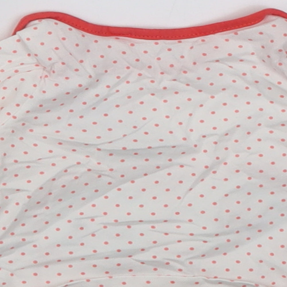 TU Girls White Polka Dot Cotton Basic Casual Size Newborn Crew Neck Pullover - owl keep you warm