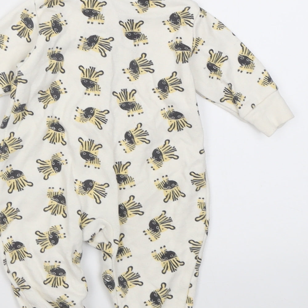 Rockabye-Baby Baby White Geometric Cotton Babygrow One-Piece Size Newborn Button