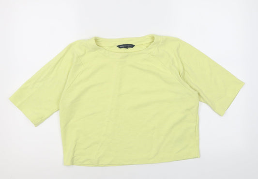 Womens UK Size M French Connection Yellow Cropped T-Shirt
