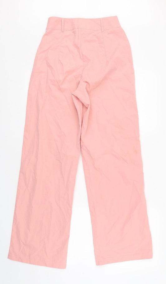 I SAW IT FIRST Womens Pink Cotton Trousers Size 8 L31 in Regular Button