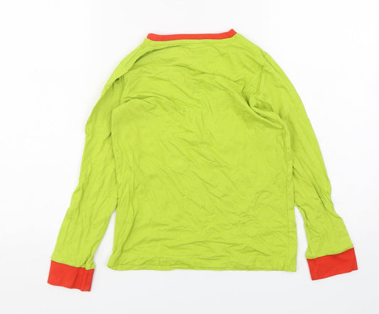 Dr Seuss Boys Green Solid Cotton Pyjama Top Size 8-9 Years Pullover - The Grinch