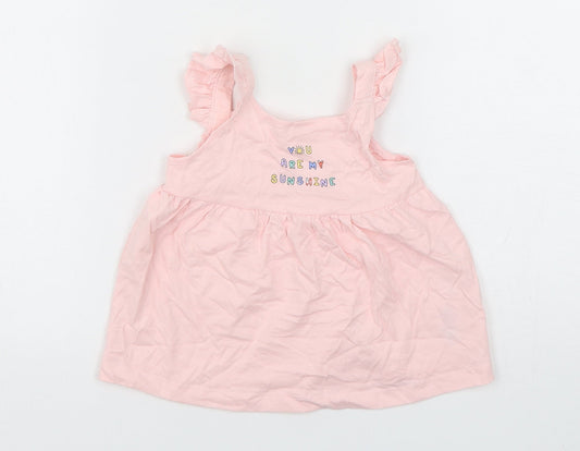 George Girls Pink Cotton A-Line Size 18-24 Months Square Neck Pullover