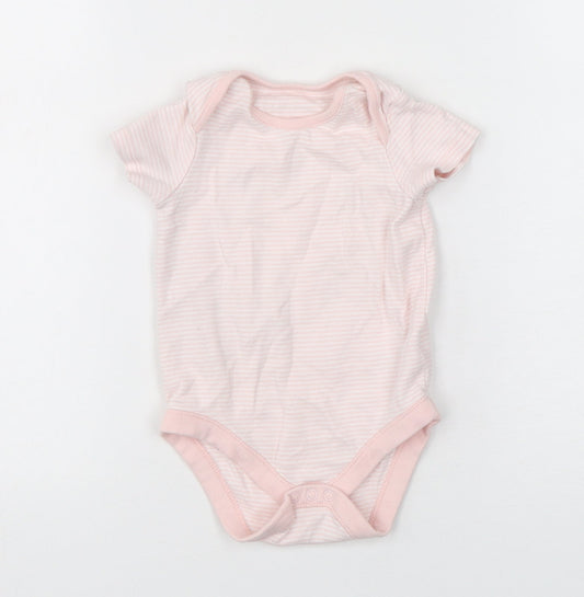 F&F Girls Pink Striped Cotton Leotard One-Piece Size 12-18 Months Snap