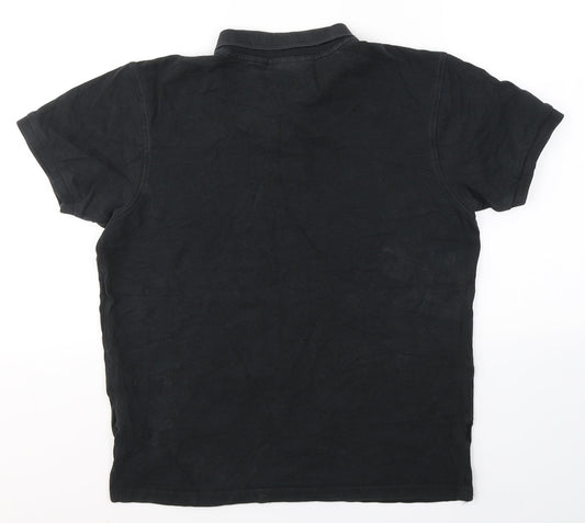 Duck and Cover Mens Black Cotton Polo Size S Collared