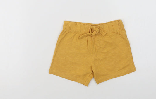 F&F Baby Yellow Cotton Cropped Trousers Size 12-18 Months Drawstring