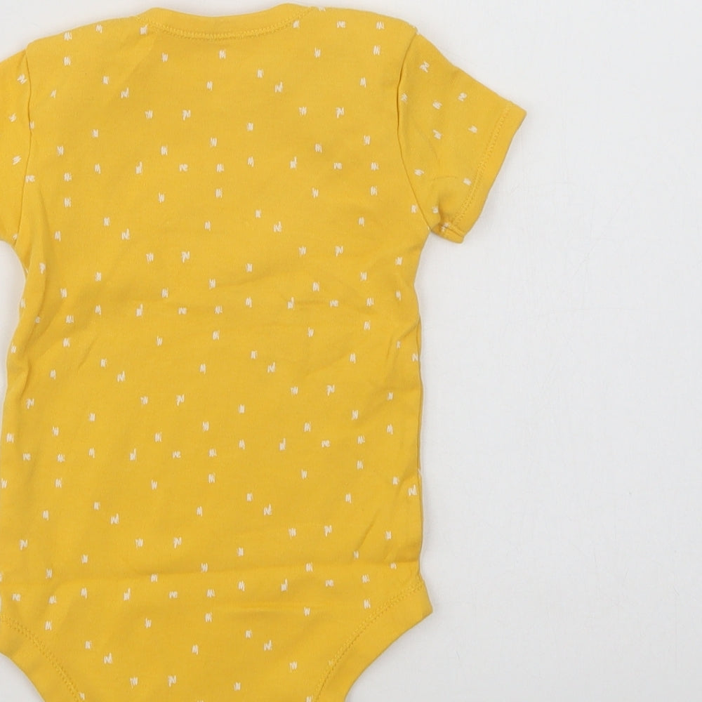 Matalan Baby Yellow Geometric Cotton Babygrow One-Piece Size 12-18 Months Snap