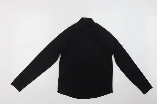 Boohoo Womens Black Polyester Henley Sweatshirt Size 10 Zip