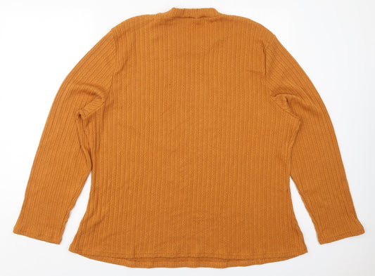 SheIn Womens Orange Round Neck  Cotton Pullover Jumper One Size