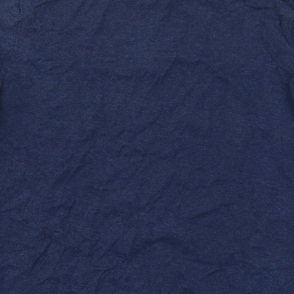 Marks and Spencer Mens Blue Collared Herringbone Cotton Pullover Jumper Size M