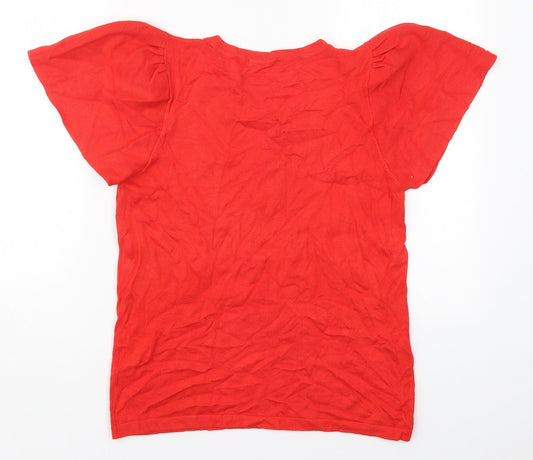 TU Womens Red Round Neck Viscose Pullover Jumper Size 12